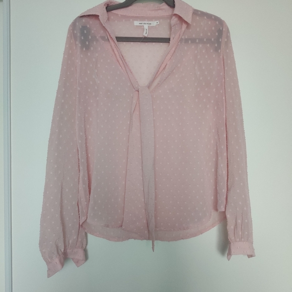 Avec Les Filles Blush Pink Relaxed Fit Textured Blouse – Size XS (NWT) - Picture 2 of 9